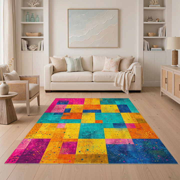 Vibrant Multi-Color Geometric Area Rug