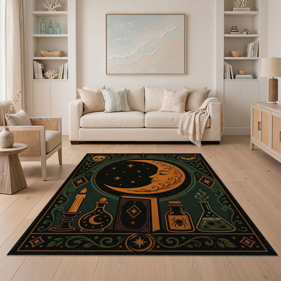Mystic Crescent Moon Potion Area Rug