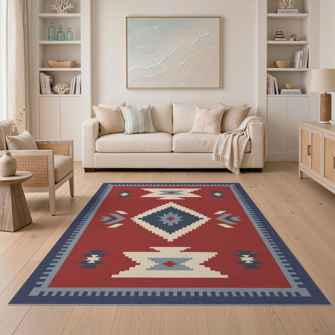Red Southwestern Geometric Area Rug