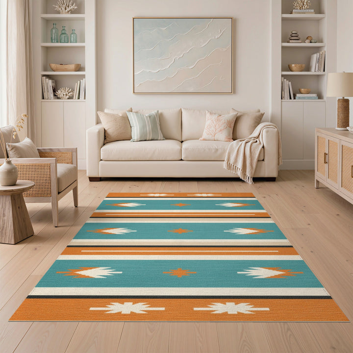 Southwestern Teal Arrowhead Area Rug
