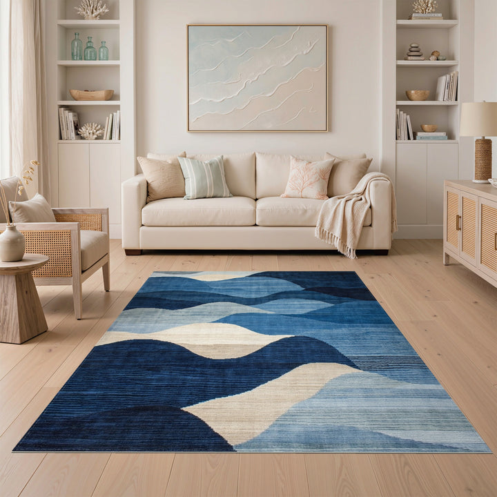 Abstract Area Wave Blue Abstract Wave Area Rug
