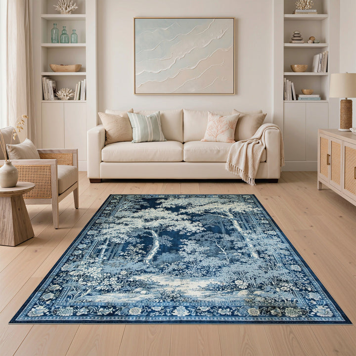 Blue Forest Toile Area Rug