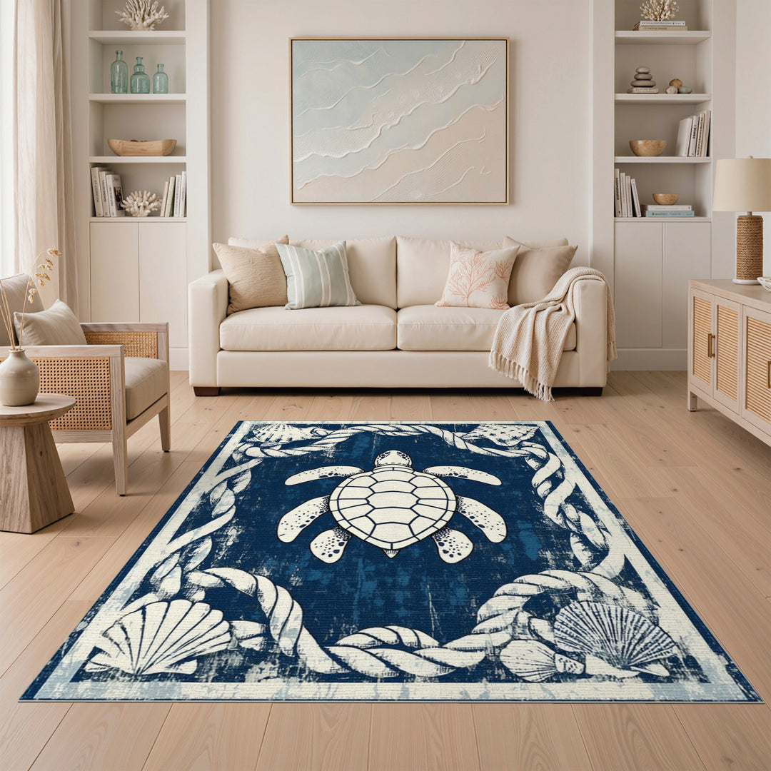 Coastal Sea Turtle Area Rug