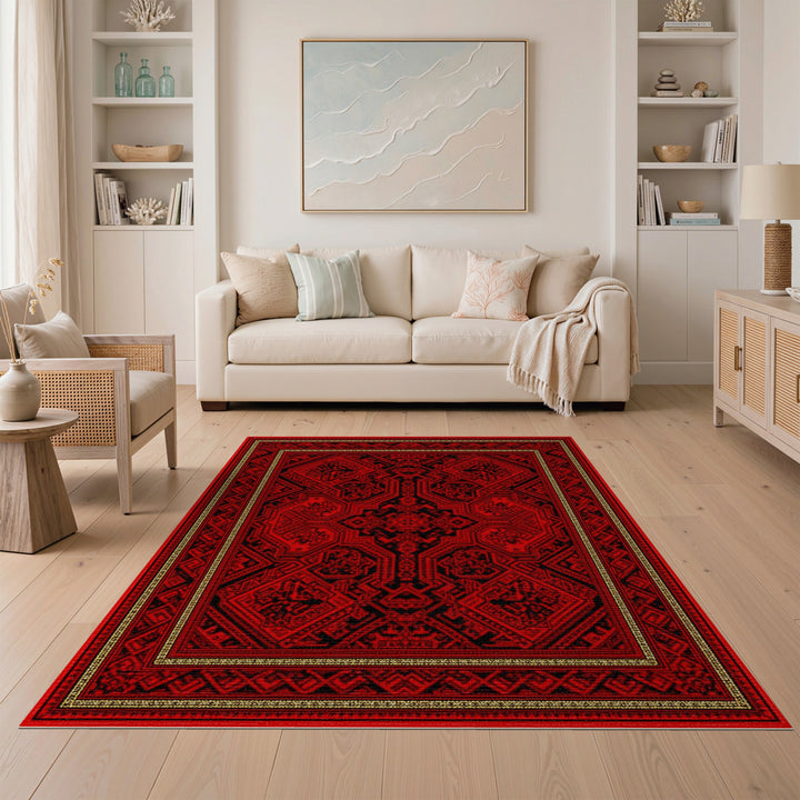 Bold Red Traditional Persian Area Rug