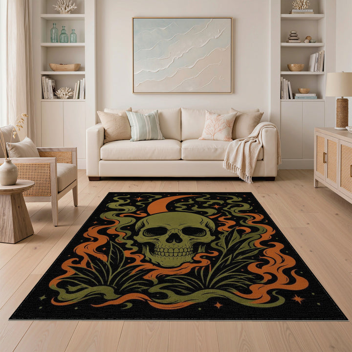 Mystic Skull Flame Area Rug