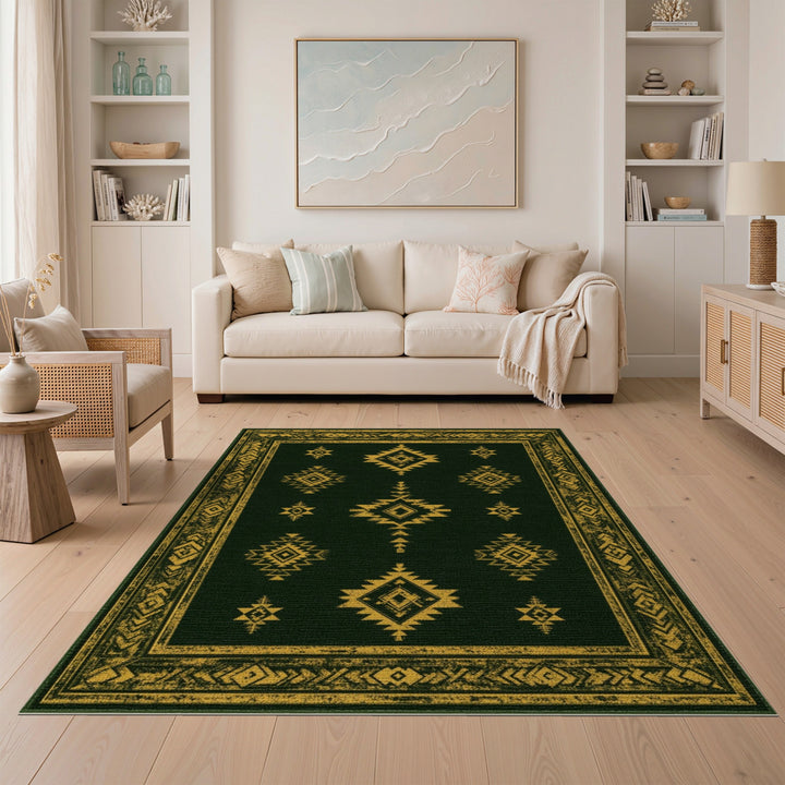 ODIKA Green Gold Tribal Area Rug