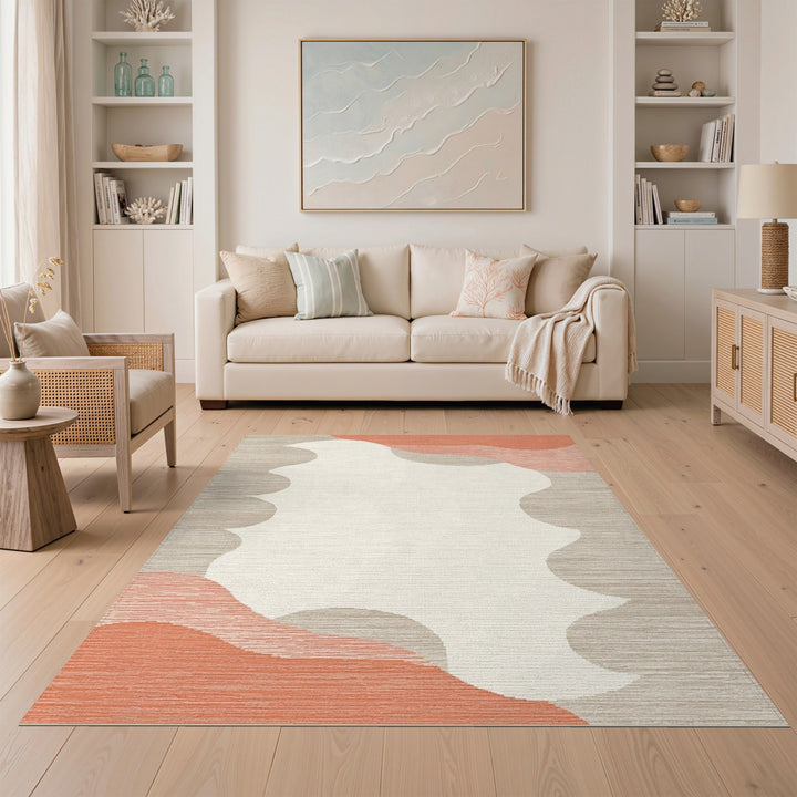 Wave Abstract Orange Wave Area Rug