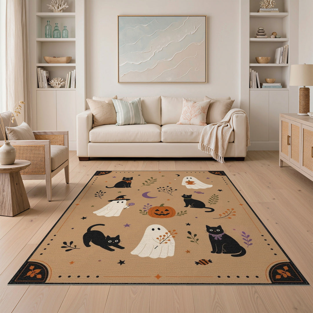 Halloween Black Cats Ghosts Kids Area Rug