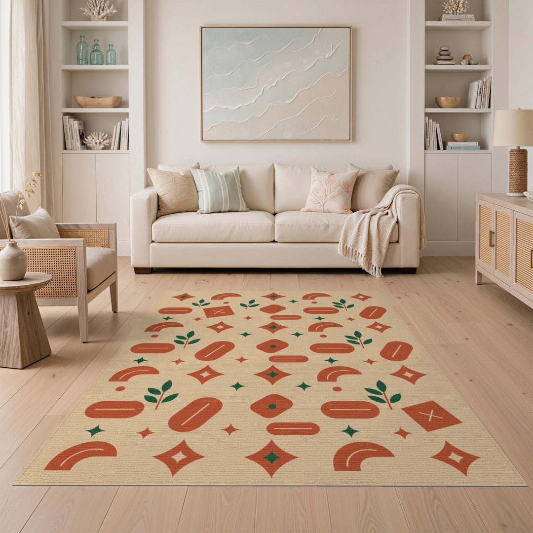 Modern Geometric Beige Area Rug