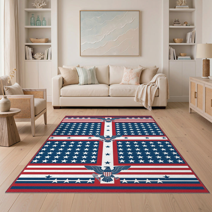 Patriotic Eagle American Flag Washable Area Rug