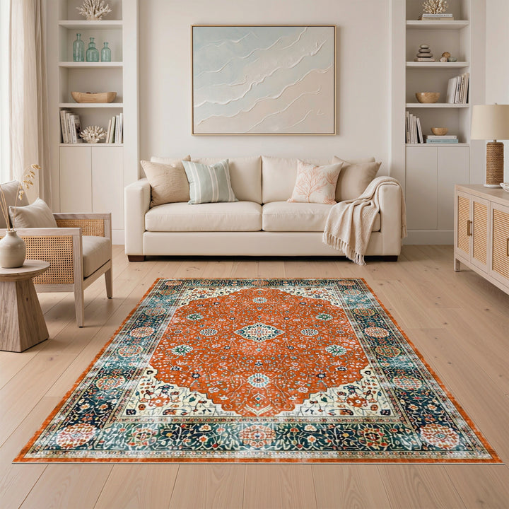 Red Persian Medallion Area Rug