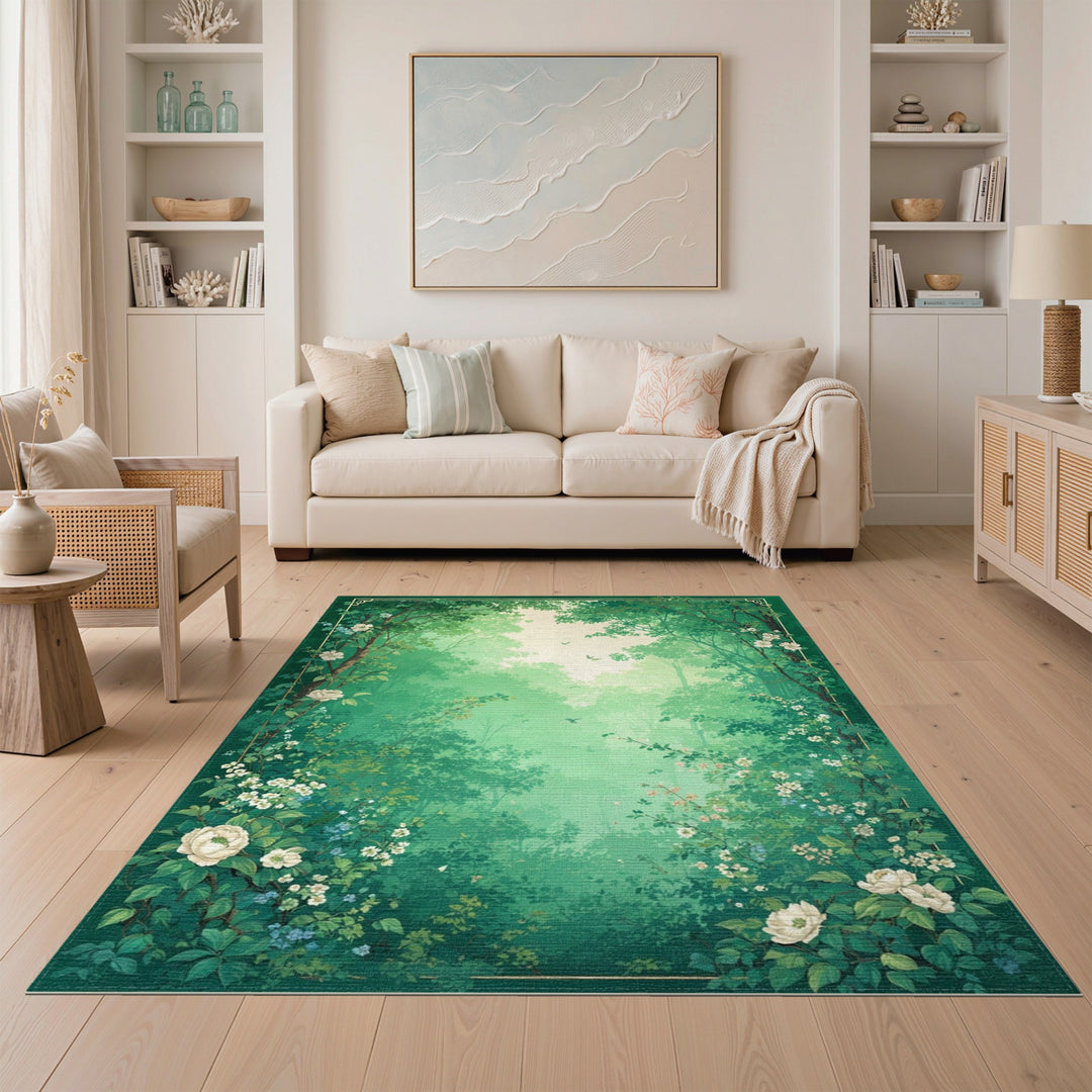 Verdant Forest Floral Vintage Area Rug