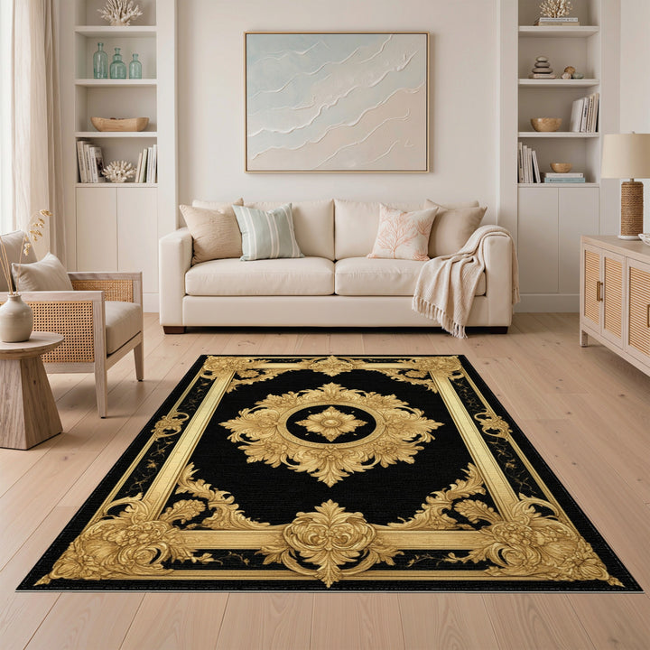 Medallion Ornate Gold Floral Medallion Area Rug