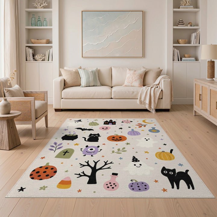 Halloween Cartoon Ghost Pumpkin Kids Rug