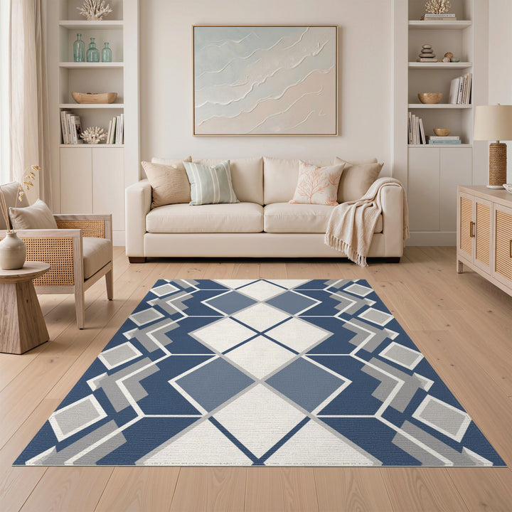 Geometric Modern Blue Geometric Diamond Area Rug