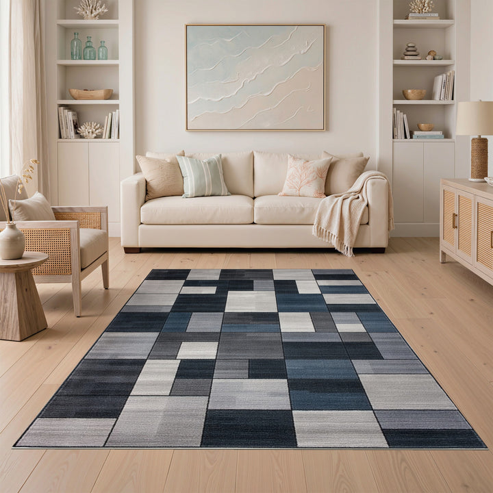 ODIKA Grey Geometric Area Rug