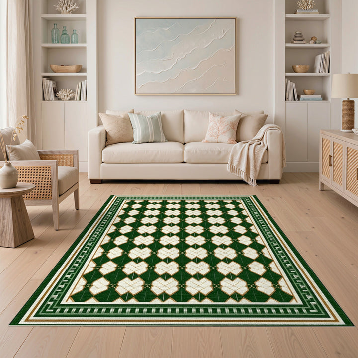 Green Heart Lattice Area Rug