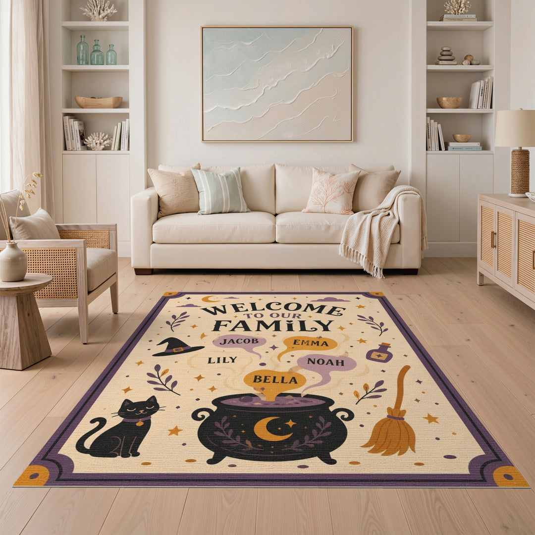 Magical Family Welcome Halloween Area Rug