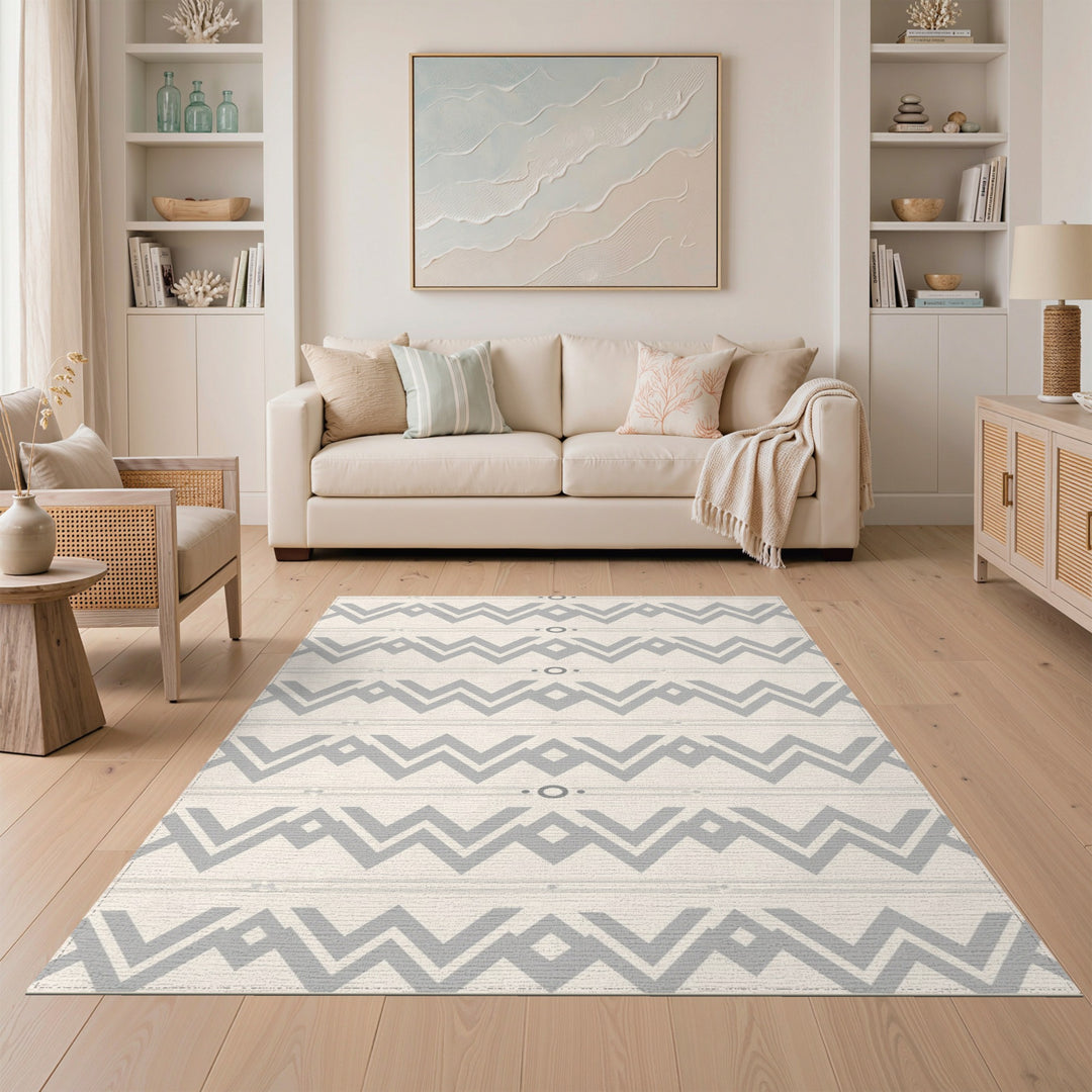Geometric Modern Grey Chevron Geometric Area Rug