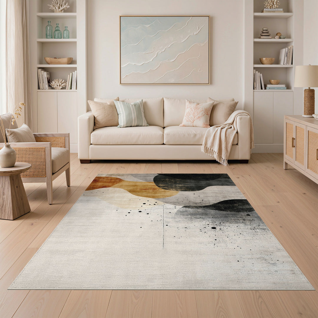 Abstract Brown Tan Area Rug