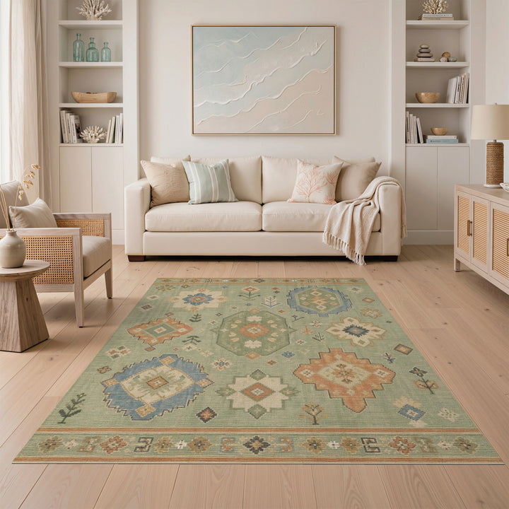 Green Sage Green Heritage Tribal Area Rug