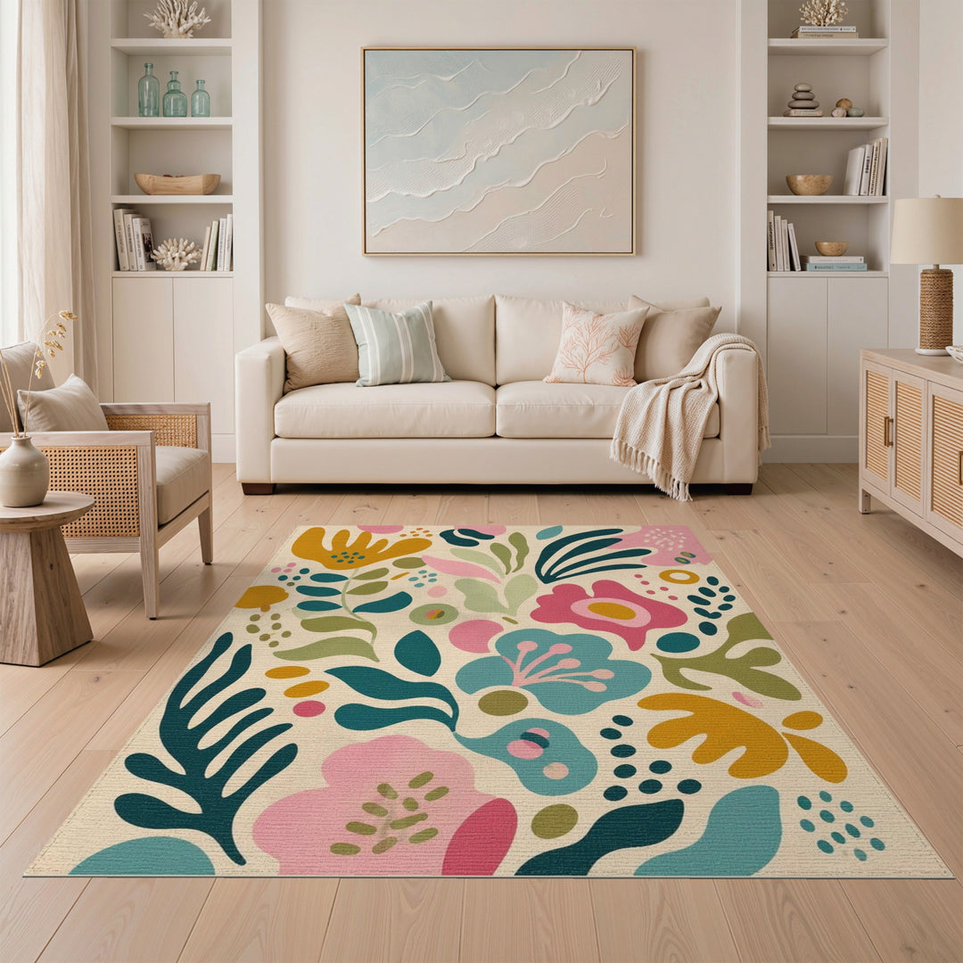 Abstract Area Vibrant Multi-Color Abstract Floral Area Rug