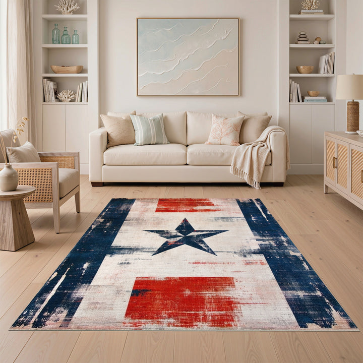 Distressed Star Area Rug