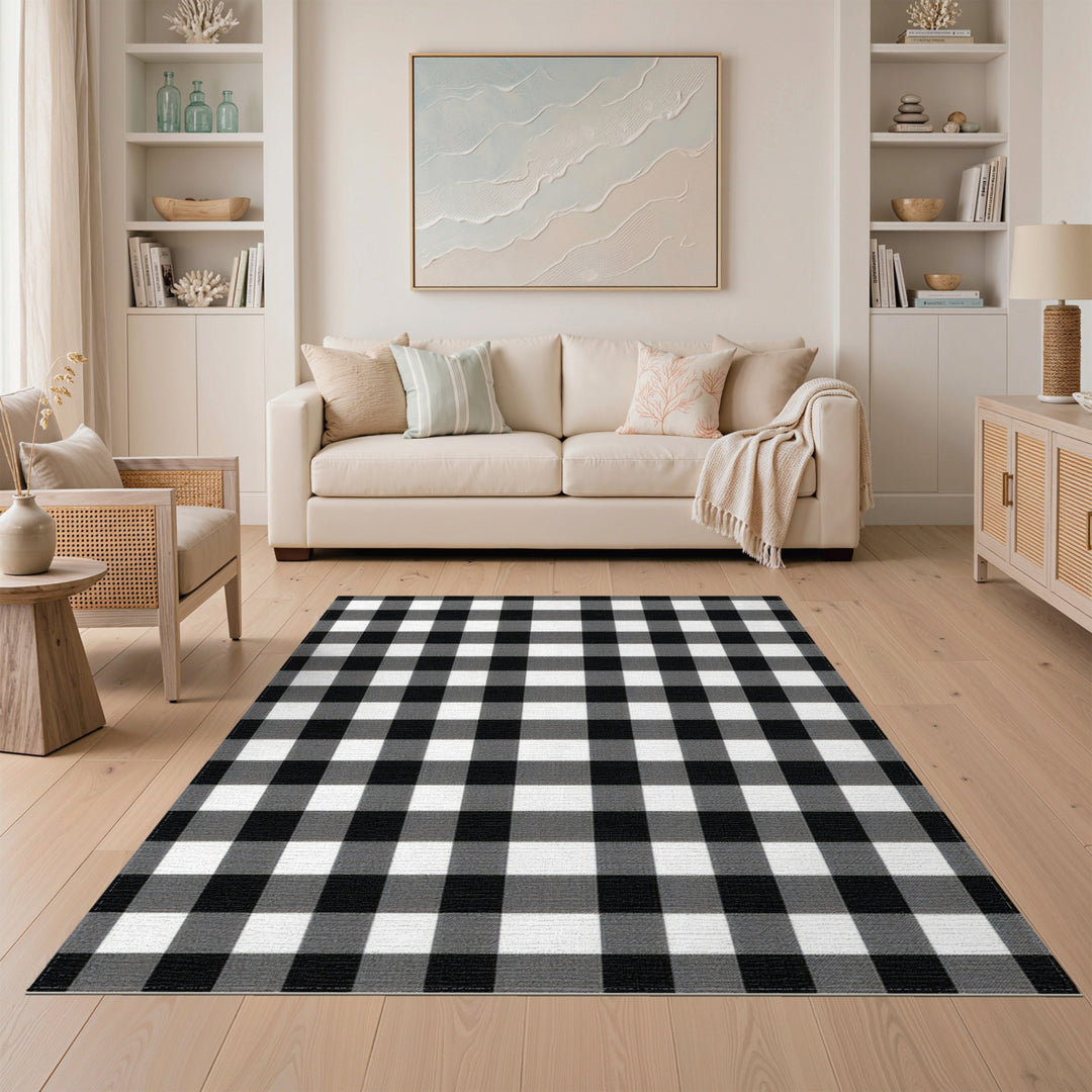 Black White Checkered Black and White Area Rug