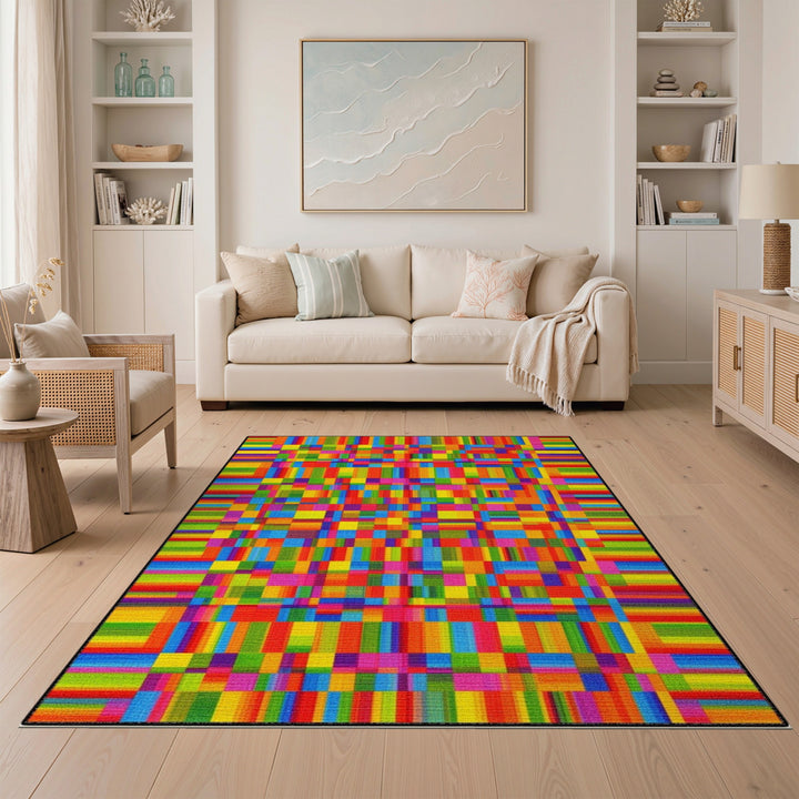 Vibrant Multi-Color Geometric Area Rug