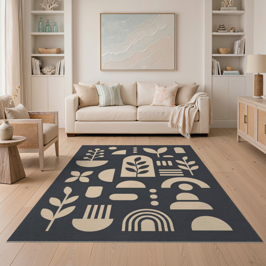 Geometric Modern Beige Abstract Geometric Area Rug