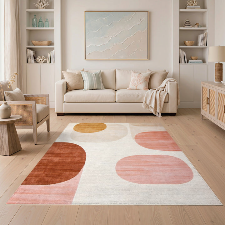 Abstract Brown Shapes Area Rug