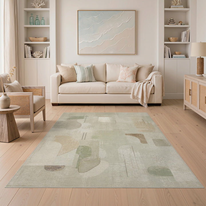 Neutral Abstract Shapes Area Rug
