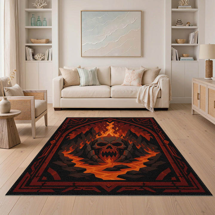 Inferno Skull Lava Area Rug