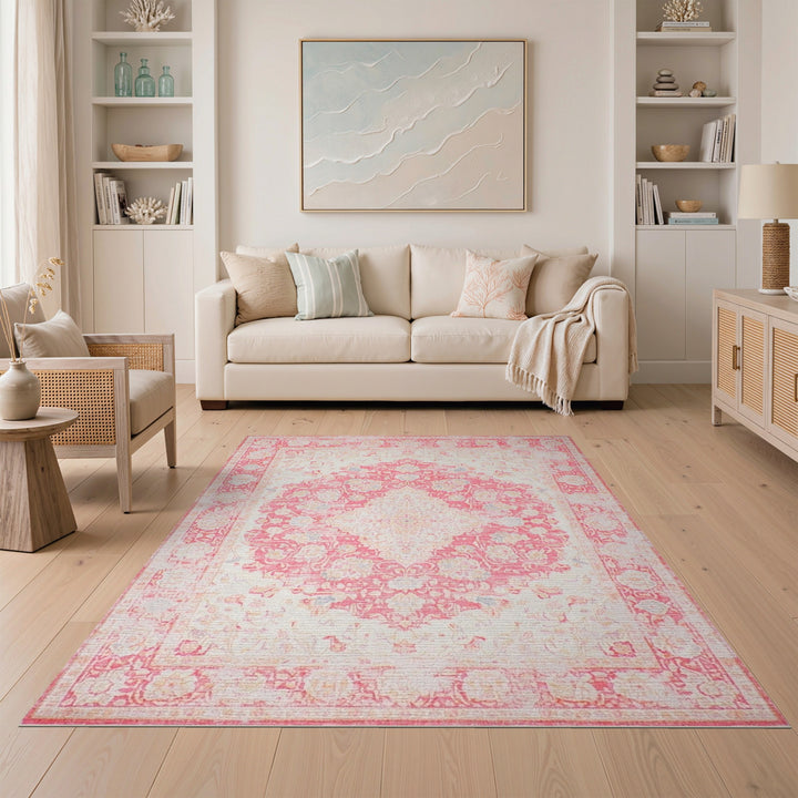 Pink Floral Vintage Area Rug