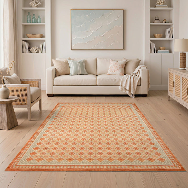 Diamond Orange Geometric Diamond Area Rug