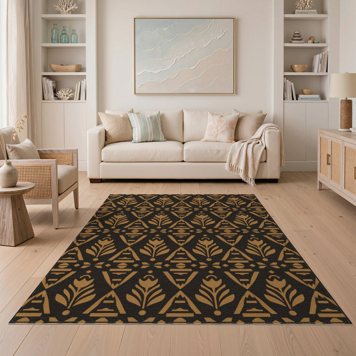 Brown Tulip Geometric Area Rug