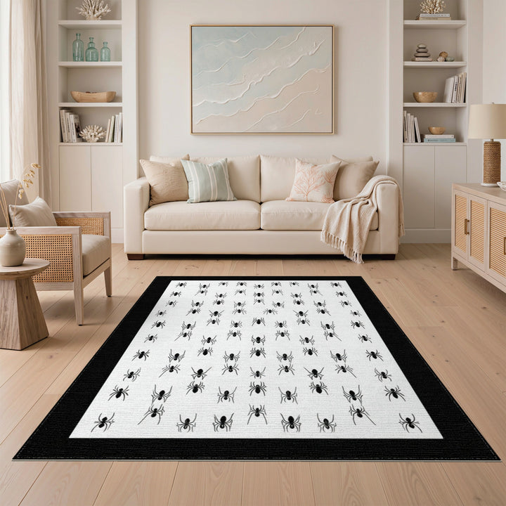 Black Spider Silhouette Washable Area Rug
