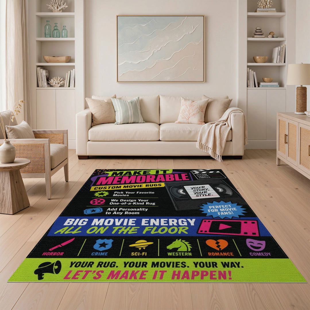 VHS Movie Genre Area Rug
