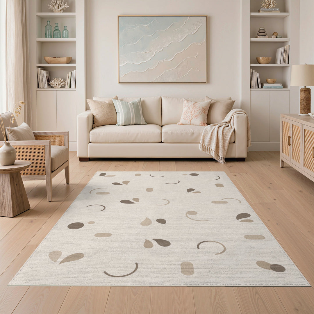 Beige Abstract Neutral Abstract Area Rug