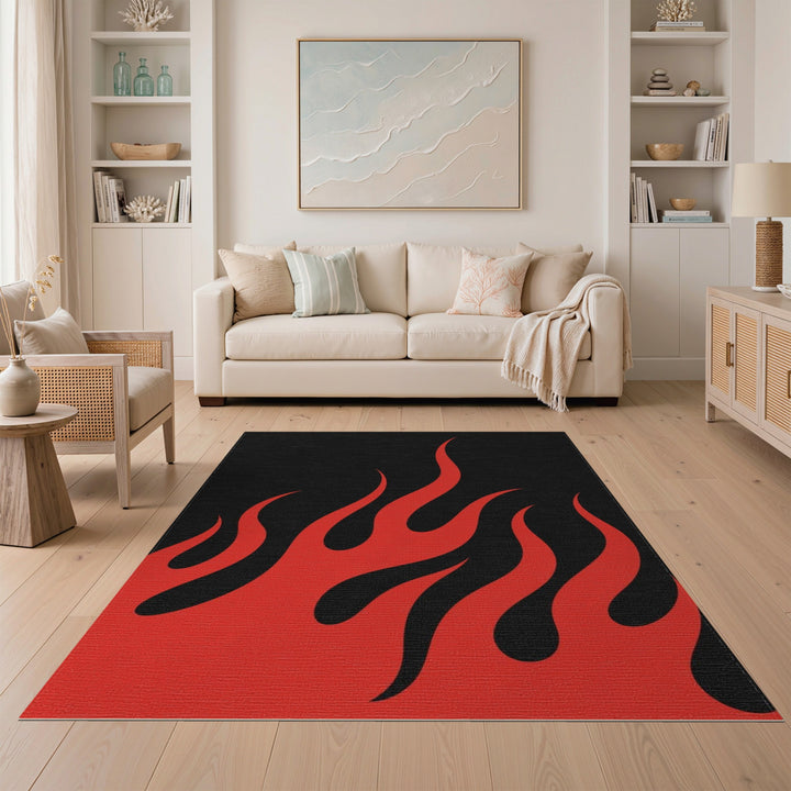 Red Flame Washable Area Rug