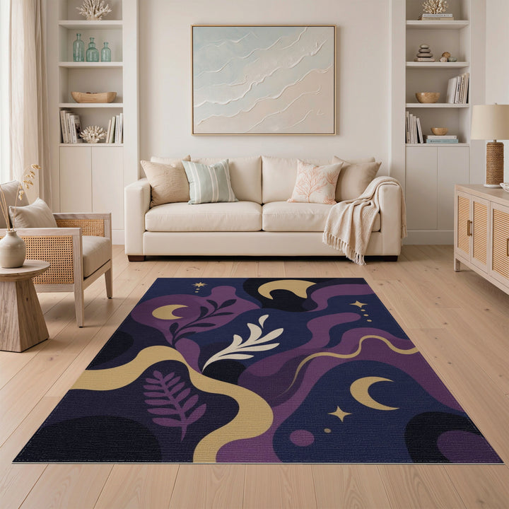 Midnight Celestial Purple Area Rug