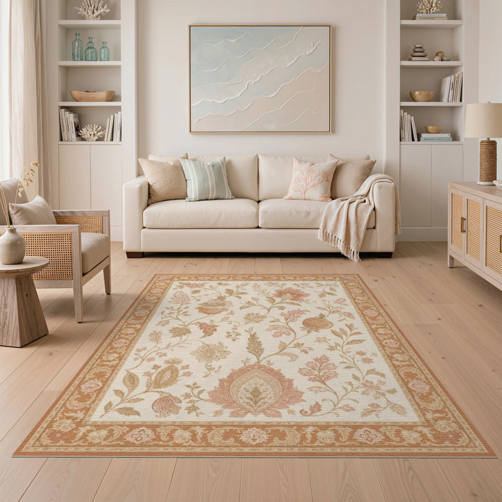 Pink Floral Vintage Area Rug