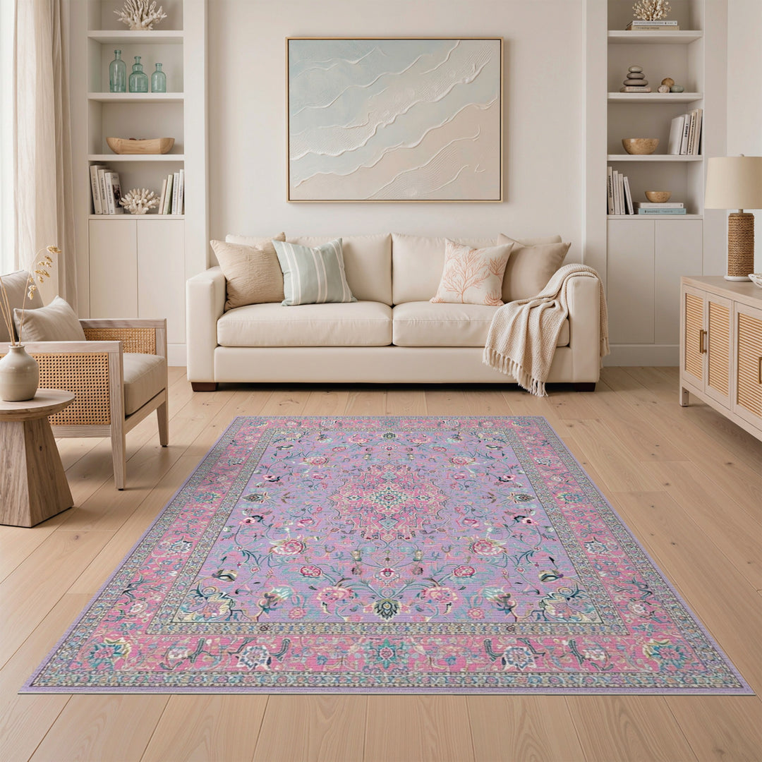 Pink Floral Vintage Area Rug