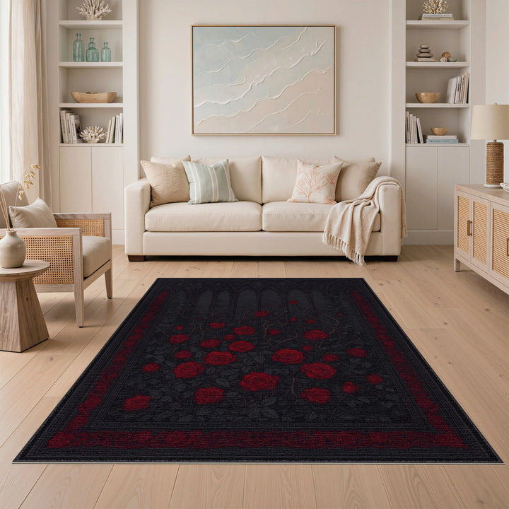Gothic Red Rose Area Rug