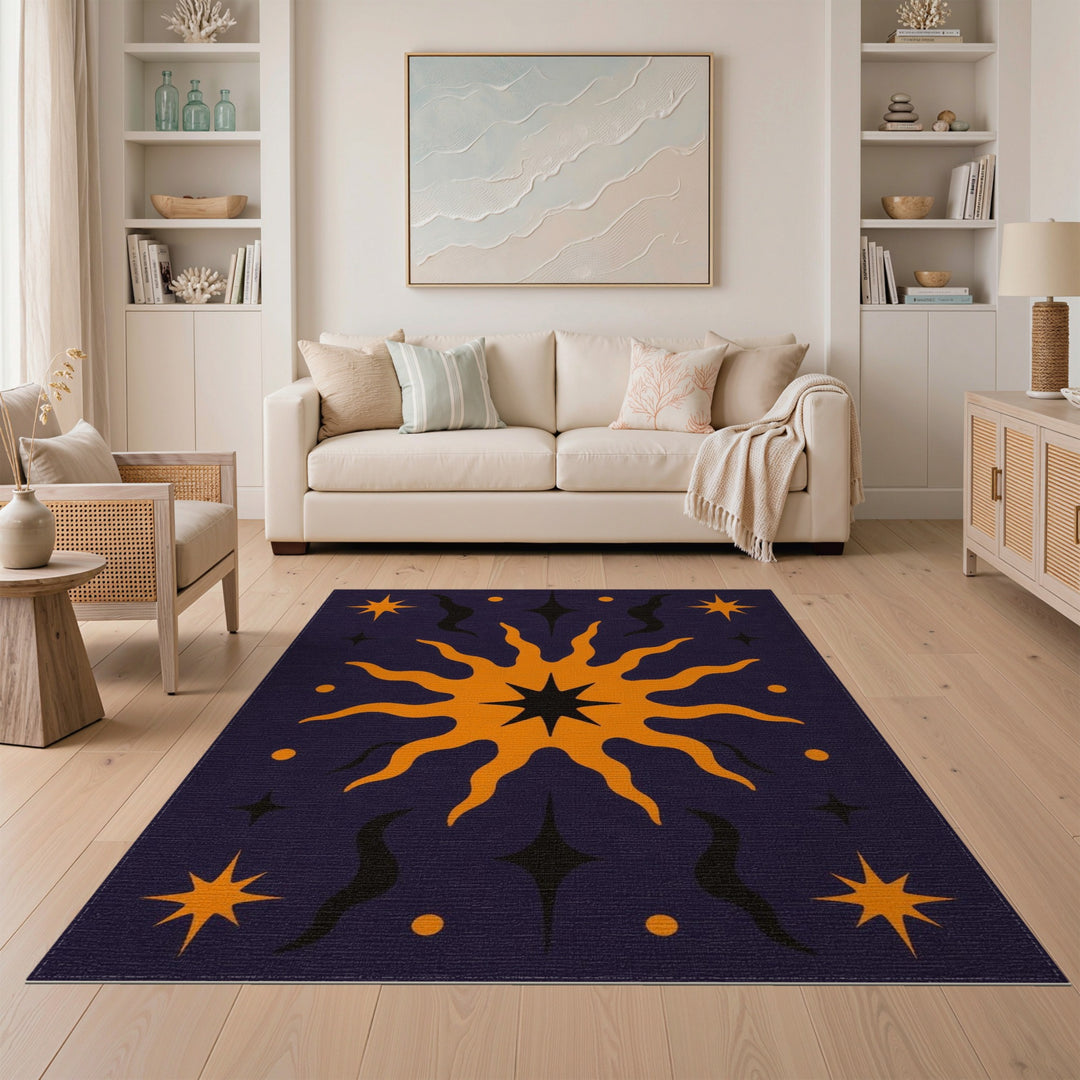 Purple Celestial Sunburst Area Rug
