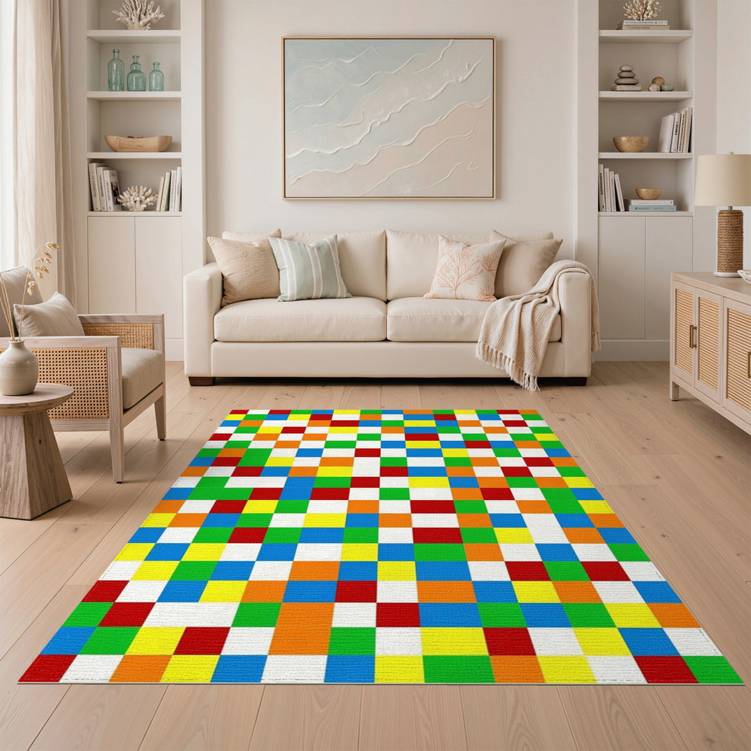Vibrant Multi-Color Geometric Area Rug