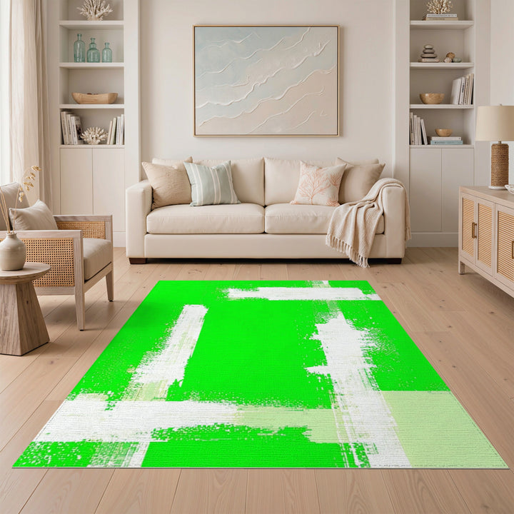 Abstract Area Green Abstract Geometric Area Rug