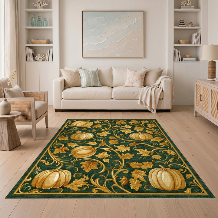 Green Pumpkin Vine Area Rug