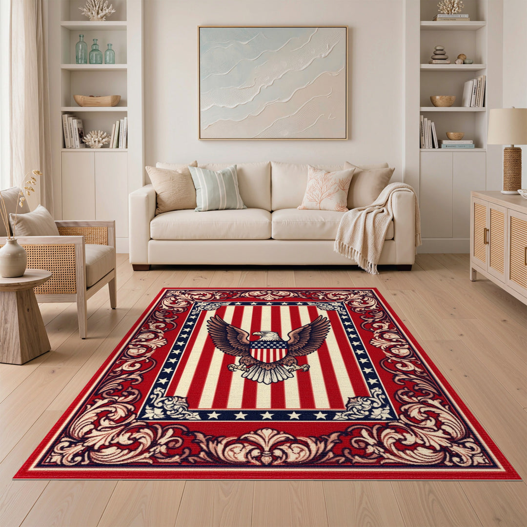 American Eagle Patriotic Red Area Rug