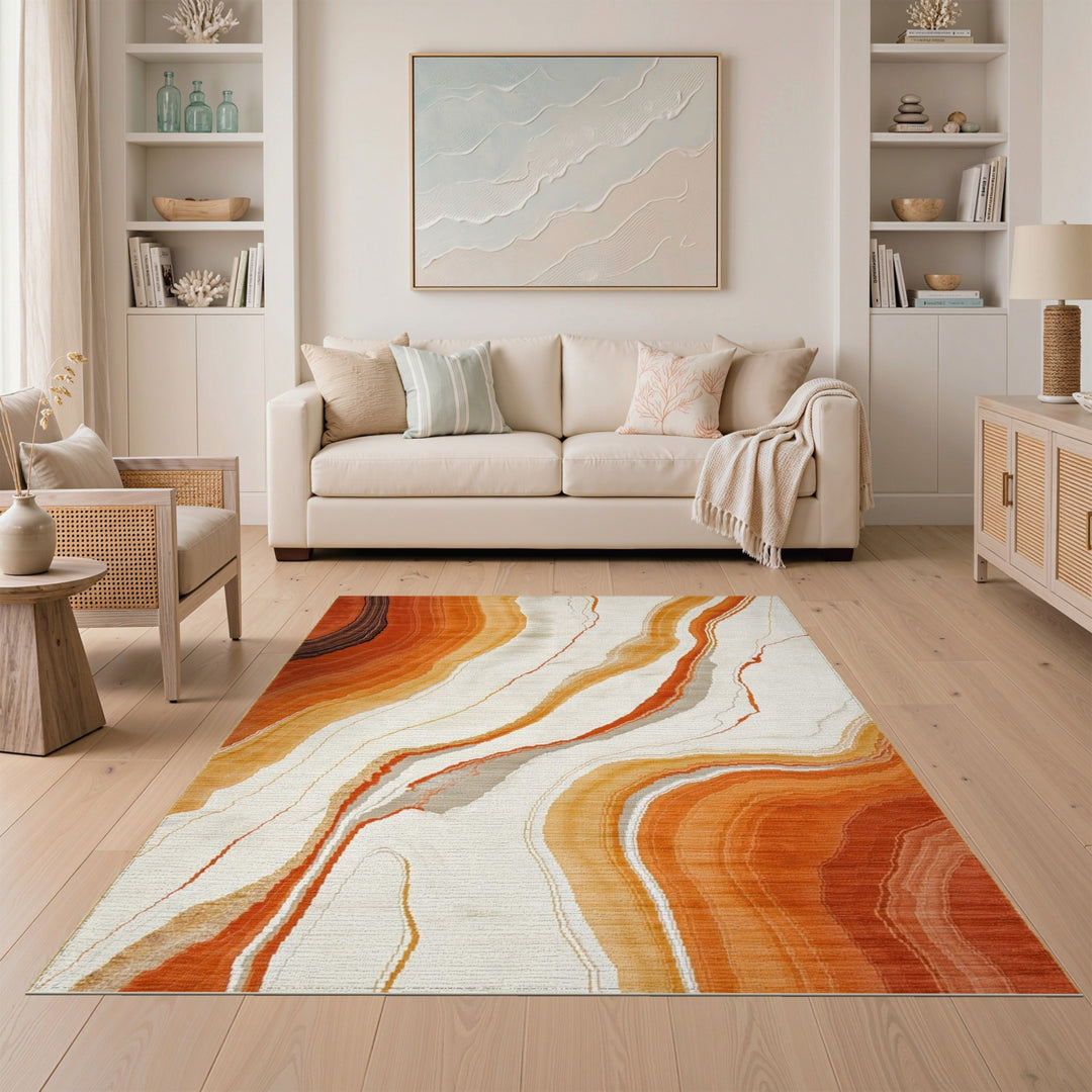 Orange Agate Swirl Area Rug